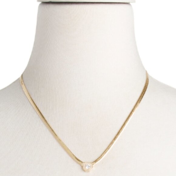 ARGENTO VIVO 14kt Gold Plated Cz Flat Chain Evon Necklace - Picture 1 of 1